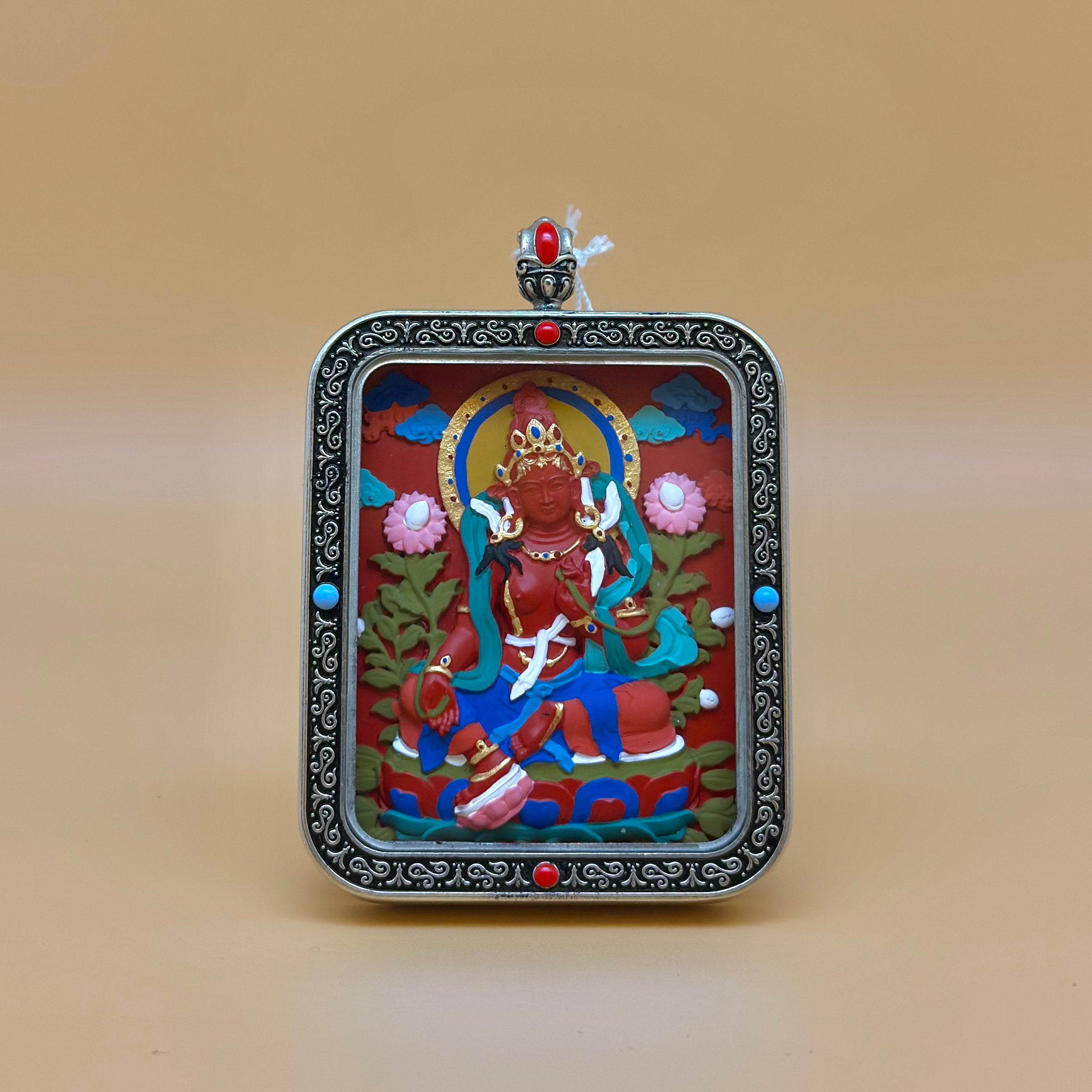 綠度母 (手繪珠砂)