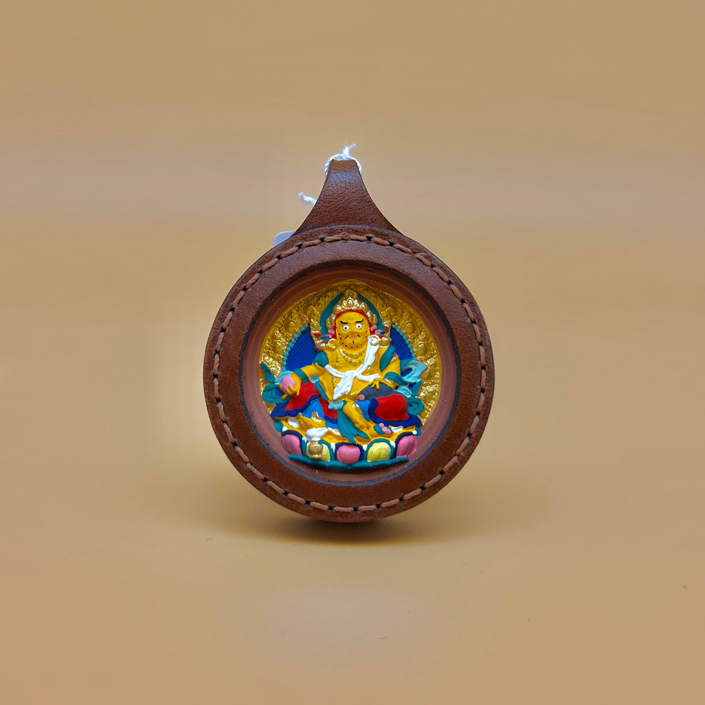 黃財神 (真皮框手繪泥牌)