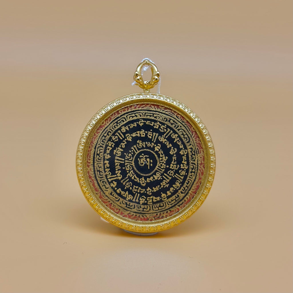 六字真言 (圓形手繪描金)