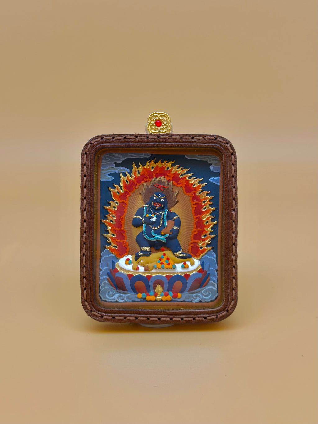 黑財神 (真皮框手繪泥牌)