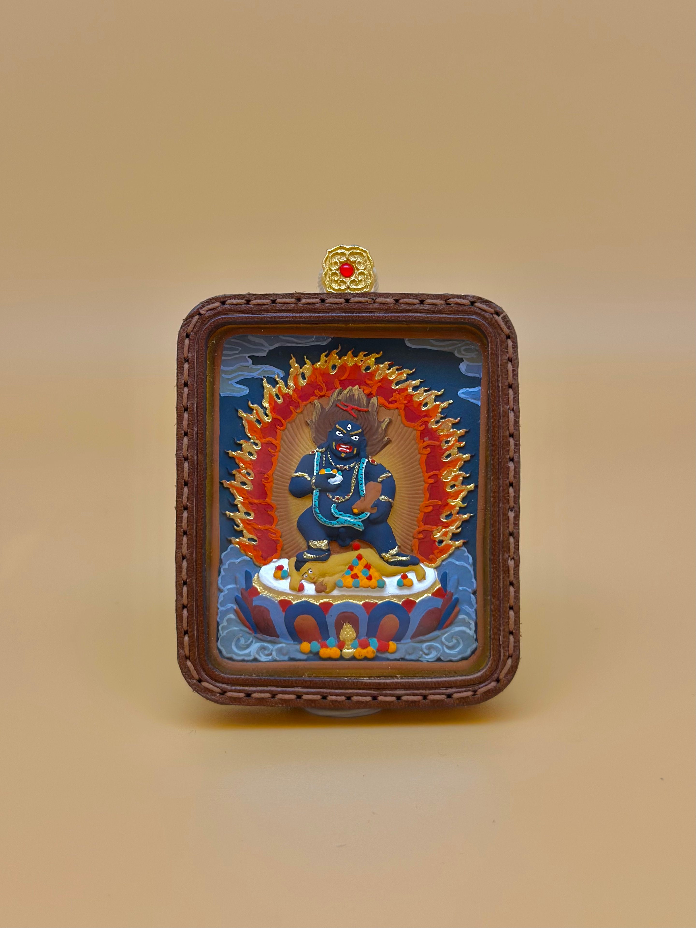 黑財神 (真皮框手繪泥牌)