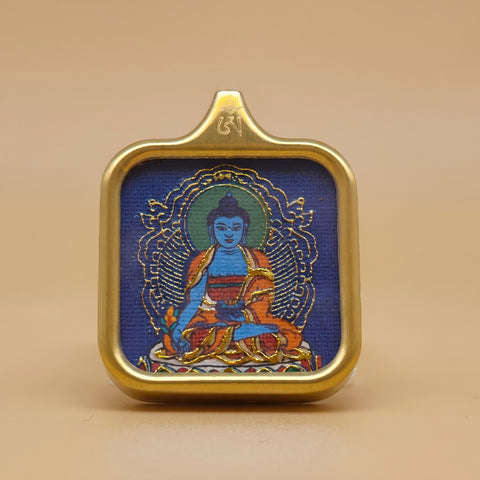 Medicine Buddha Amulet｜Hand-painted with Gold Detailing